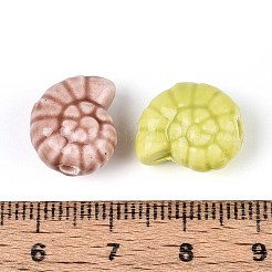 ハンドメイドの磁器セラミックビーズ  光沢釉の磁器  シェル形状  ミックスカラー  14x12x7.5~8mm  穴：2~2.5mm&nbsp;PORC-T133-25M