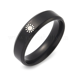 男性用ステンレス指輪201個  太陽  ブラック  6mm  内径：20mm&nbsp;RJEW-Z092-01EB-01
