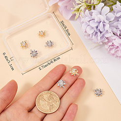 8Pcs 2 Colors Brass Micro Pave Clear Cubic Zirconia Charms&nbsp;KK-BBC0014-87