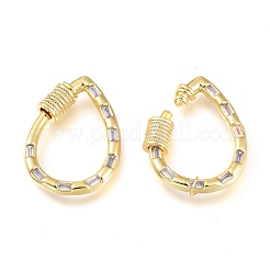 Brass Micro Pave Cubic Zirconia Screw Carabiner Lock Charms&nbsp;KK-M206-14G-01