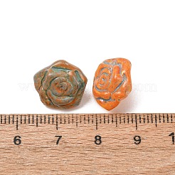 手作りランプワークビーズ  花  ゴールドライン入り  ミックスカラー  14x13x8mm  穴：1mm&nbsp;LA-CBAD2DB-01A