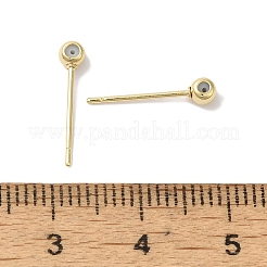 真鍮スタッドイヤリングを見つける  鉛フリー＆カドミウムフリー  ラウンド  24KGP本金メッキ  15x3mm  穴：0.8mm  ピン：12x1mm&nbsp;KK-K383-04A-G