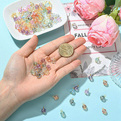 120Pcs 8 Colors Crackle Transparent Glass Pendants&nbsp;PALLOY-YW00175