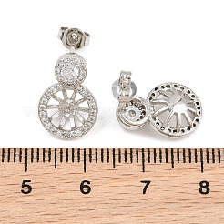 Brass Micro Pave Cubic Zirconia Stud Earring Findings&nbsp;CU-CBAA5EE-02P