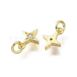 Brass Micro Pave Clear Cubic Zirconia Charms&nbsp;KK-V011-42G