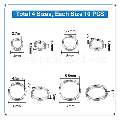 40Pcs 4 Styles 925 Sterling Silver Split Rings&nbsp;STER-PH0001-45