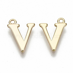 真鍮製チャーム  ニッケルフリー  文字L  18KGP本金メッキ  文字.v  V：14x10x1mm  穴：1.2mm&nbsp;KK-N231-179V-NF