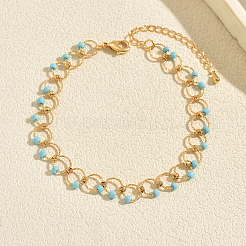 Bohemian Plastic Beads Brass Circle Link Chain Anklets for Beach Vacation Summer Foot Jewelry&nbsp;VQ8618