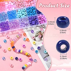 552個24色の不透明＆透明プラスチックビーズ  バレル  ミックスカラー  9x6mm  穴：3.8mm  23個/カラー&nbsp;KY-YW0010-03