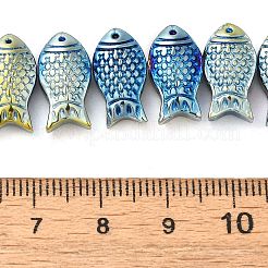 電気メッキガラスビーズセット  魚  メッキグリーン  8x15x5~6mm  穴：1mm  約49~50個/連  15.75インチ（40cm）&nbsp;EGLA-C007-05C