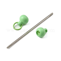 ジュエリー作りやDIYクラフトに使えるプラスチックビーズキーホルダーバー  鉄のパーツと  ライム  90x10.5mm&nbsp;AJEW-C040-01D-1