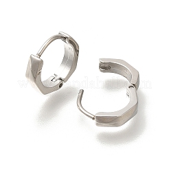 304ステンレススチールフープピアス  ポリゴン  ステンレス鋼色  12x12.5x2.5mm&nbsp;EJEW-H018-05P-02