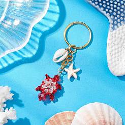 Tortoise Glass Seed Beaded Keychain&nbsp;KEYC-MZ00023-05