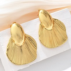 304ステンレススチールスタッドピアス  イオンプレーティング（ip）  ファン  18KGP本金メッキ  37.5x30mm&nbsp;EJEW-U047-14G