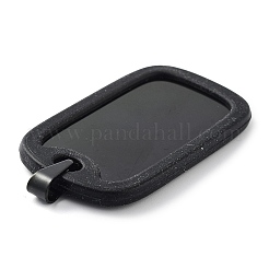 304ステンレススチール製ビッグペンダント  長方形チャーム  ブラック  52x31.50x3.80mm  穴：5x6.5mm&nbsp;STAS-R225-07A-EB