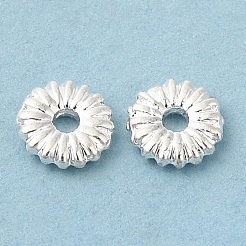 真鍮製スペーサービーズ  カドミウムフリー＆鉛フリー  花  長持ちメッキ  銀  4x1mm  穴：0.9mm&nbsp;KK-B073-01S