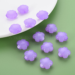 模造ゼリーアクリルビーズ  花  多面カット  暗い蘭  17x17.5x10mm  穴：2mm  約211個/311g&nbsp;LS-MACR-S373-87-E04