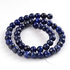 天然石ラピスラズリラウンドビーズ連売り  染め  8mm  穴：1mm  約45個/連  14.6インチ&nbsp;G-M230-02-8mm