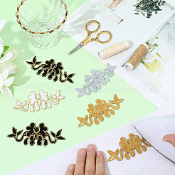 16Pcs 4 Colors Flower Polyester Iron on/Sew on Patches&nbsp;DIY-GF0011-68