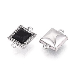 Brass Micro Pave Clear Cubic Zirconia and Glass Connector Charms&nbsp;KK-N287-29P