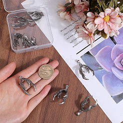 合金ビーズキャップベイル10個  爪  6花びら  アンティークシルバー  36x23x16mm  穴：4x7mm&nbsp;FIND-SP0001-70