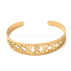 304 Stainless Steel Hollow Cuff Bangles&nbsp;BJEW-Z022-02G
