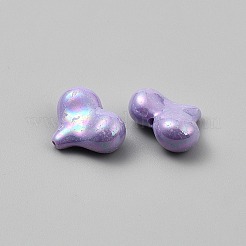 不透明なアクリルビーズ  ハート形  虹メッキ  ライラック  16x21.5x8.5mm  穴：1.6mm&nbsp;OACR-TAC0017-04