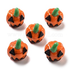 ハロウィーンをテーマにした手作りのランプワークビーズ連売り  カボチャ  ダークオレンジ  21x18x17mm  穴：1.2mm  約25個/連  17.05''（43.3センチメートル）&nbsp;LAMP-A004-04