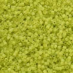 つや消し色ガラスシードビーズ  シリンダー  黄緑  1.6x1.3mm  穴：0.8mm  約60000個/ポンド&nbsp;SEED-H003-06E