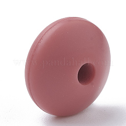 食品グレードの環境に優しいシリコーンビーズ  ロンデル  インディアンレッド  12x6~7mm  穴：2mm&nbsp;LS-SIL-R009-50
