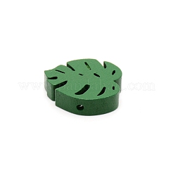 染め加工ウッドビーズ  モンステラ葉  グリーン  30x27.5x7.5mm  穴：5.5mm&nbsp;WOOD-WH0031-01