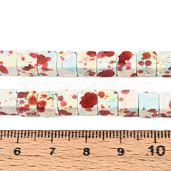 スプレープリント合成ターコイズビーズ連売り  染め  キューブ  ベージュ  5.5~6x5.5~6x5.5~6mm  穴：0.8~1mm  約63個/連  14.76''（37.5センチメートル）&nbsp;TURQ-T004-13D