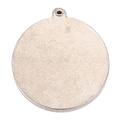 変色しない304ステンレススチールペンダント  命の木とフラットラウンド  ステンレス鋼色  27.5x25x3mm  穴：1mm&nbsp;STAS-Z016-16P