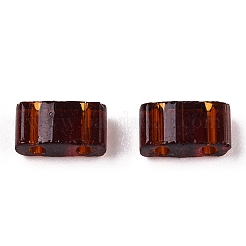 2ホールガラスシードビーズ  透明色  長方形  ココナッツブラウン  4.5~5.5x2x2~2.5mm  穴：0.5~0.8mm&nbsp;SEED-T003-01B-09