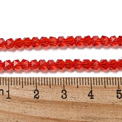 電気メッキガラスビーズセット  パール光沢メッキ  多面カット  スター  レッド  3x4x4mm  穴：1mm  約98個/連  12.60''（32センチメートル）&nbsp;GLAA-Q105-02S