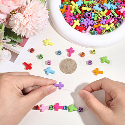 800Pcs 2 Styles Cross Theme Acrylic Beads&nbsp;MACR-PA0001-45C