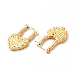 イオンプレーティング（IP）304ステンレススチールハートフープピアス（女性用）  ゴールドカラー  28x16x3mm  ピン：0.7mm&nbsp;EJEW-K243-09G