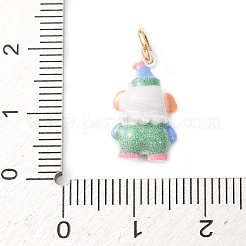 真鍮製エナメルペンダント  ゴールドカラー  犬のチャーム  16.5x10x7mm  穴：3.5mm&nbsp;KK-CBA05A5-01G-04