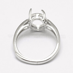 Anti-Tarnish Adjustable Rhodium Plated 925 Sterling Silver Solitaire Ring Settings&nbsp;STER-P033-17P
