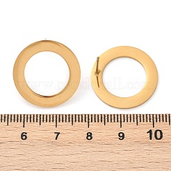 304ステンレススチールスタッドピアス  リング  イオンプレーティング（ip）  ゴールドカラー  21mm&nbsp;EJEW-B139-01G