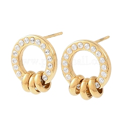 304 Stainless Steel Micro Pave Cubic Zirconia Stud Earrings for Women&nbsp;SA-A003-02B-G