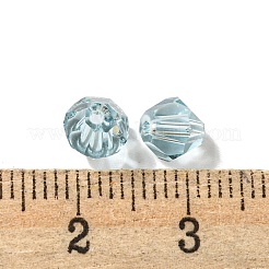 透明な模造オーストリアクリスタルK9ガラスビーズ  多面カット  双円錐形  シアン  6x6mm  穴：1mm&nbsp;GLAA-L048-01
