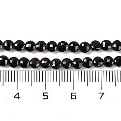 天然石ブラックスピネルビーズ連売り  ファセットコインビーズ  フラットラウンド  4x2.5~3mm  穴：0.8mm  約103個/連  15.35インチ（39cm）&nbsp;G-F770-B01-01