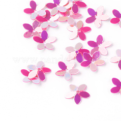 プラスチックスパンコールビーズ  スパンコールビーズ  花  ミックスカラー  10x10.5x0.5mm  穴：1mm  約1600個/50g&nbsp;X-PVC-R012-M