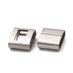 変色防止レタースタイル 201 ステンレススチール スクエアスライドチャーム  ランダムな混合文字  9x8x4mm  穴：8x3mm&nbsp;STAS-L132-M