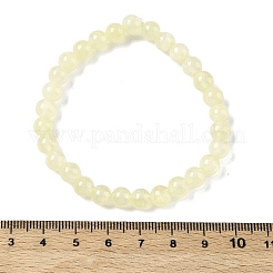 天然ゴールドシルク翡翠ラウンドビーズストレッチブレスレット（女性用）  ビーズ：6mm  内径：1.97インチ（5cm）&nbsp;BJEW-F535-01B