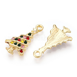 合金カラフルなラインストーンのペンダント  カドミウムフリー＆鉛フリー  クリスマスツリー  ライトゴールド  26x15x2mm  穴：3mm&nbsp;PALLOY-Q441-033-RS