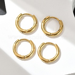 304ステンレススチール製ハギーフープピアス  316サージカルステンレスピン付き  イオンプレーティング（ip）  リング  18KGP本金メッキ  12x2mm  12ゲージ  ピン：0.9mm&nbsp;EJEW-G272-02-8mm-G