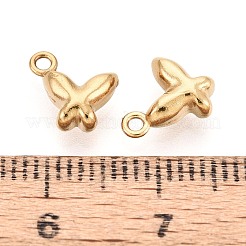 304ステンレスペンダント  蝶のチャーム  イオンプレーティング（ip）  長持ちメッキ  18KGP本金メッキ  8.5x7.5x3.5mm  穴：1.2mm&nbsp;STAS-N125-16G