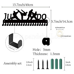 鉄メダルホルダーフレーム  メダルディスプレイハンガーラック  20フック  ネジ付き  柔道模様  145x400mm  穴：5mm&nbsp;ODIS-WH0028-047